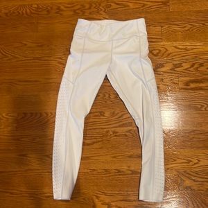 Athleta white leggings with perforated details
